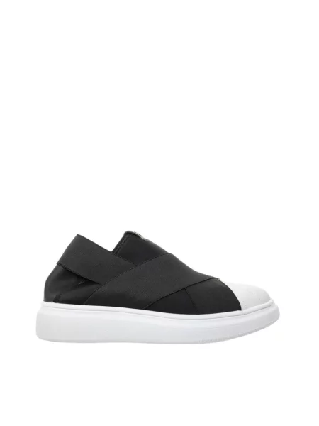 Sneakersy Fessura zamszowe w paski z paskiem czarne