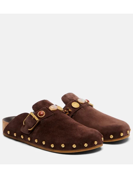 Papuci tip mules Veronica Beard din piele de căprioară maro