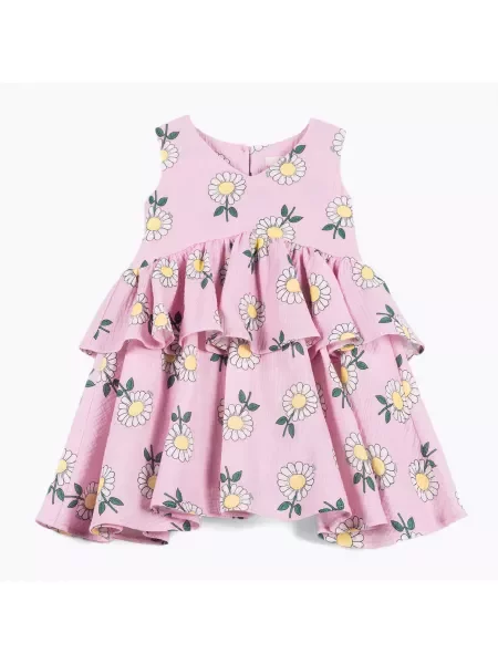Sukienka dziecięca KID STORY Muślinowa pink daisy różowa