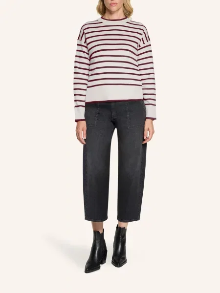 Betty&Co Sweter Z Dzianiny W Paski beige beżowy