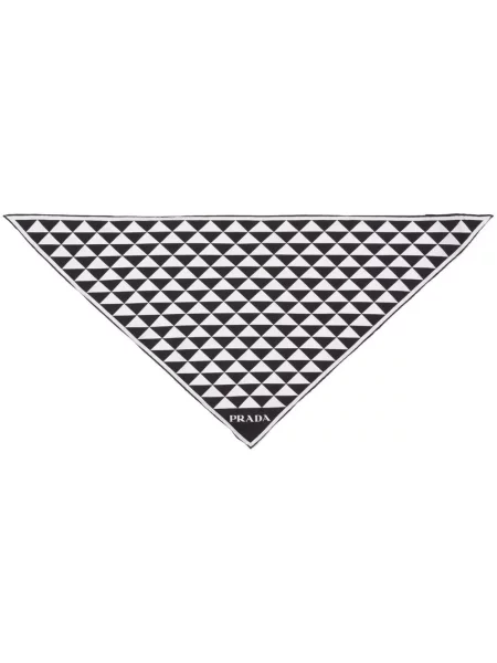 Fular Prada de mătase cu imagine cu imprimeu geometric negru