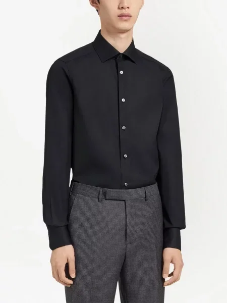 Ilgas apykaklė marškiniai Zegna juoda