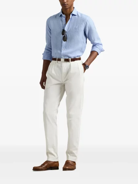 Tricou Polo Ralph Lauren din piele cu broderie în carouri maro