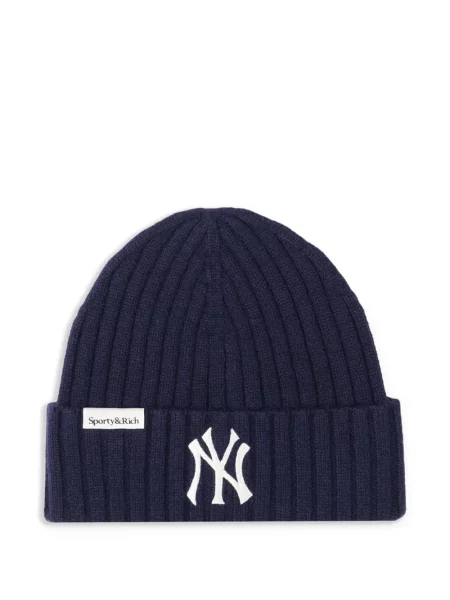 Beanie Sporty & Rich tricotate cu nervuri albastru