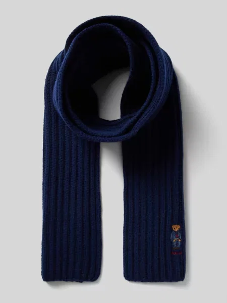 Polo Ralph Lauren szalik wełniany gładki granatowy