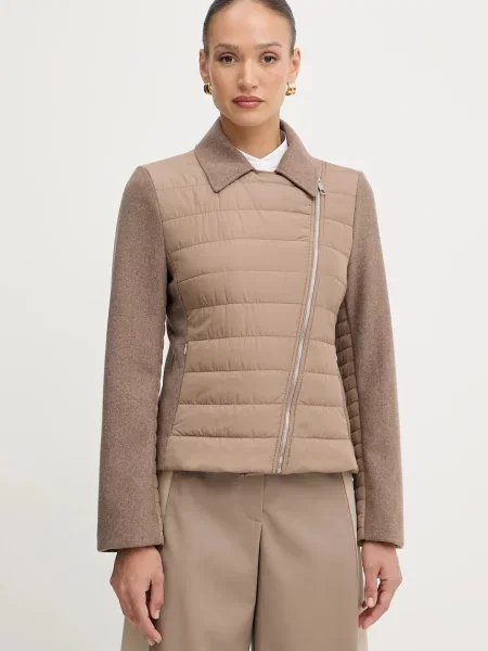 BOSS kurtka z domieszką wełny przejściowa brązowy