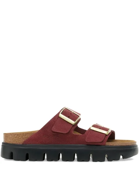 Чехли Birkenstock на платформе с катарама червено