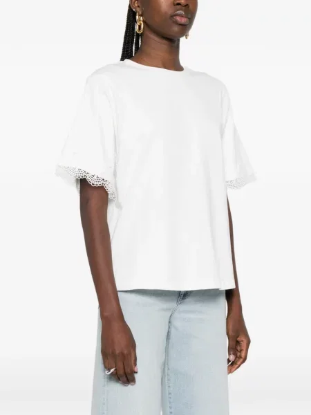 Tricou Twinset din dantelă alb