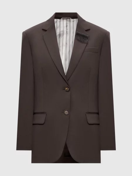 Жакет з вовни та мохеру з ланцюжком моніль Brunello Cucinelli коричневий