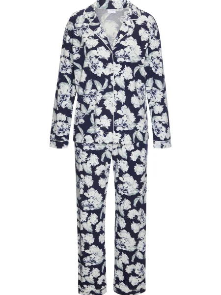 LASCANA Pijama bleumarin / verde pastel alb