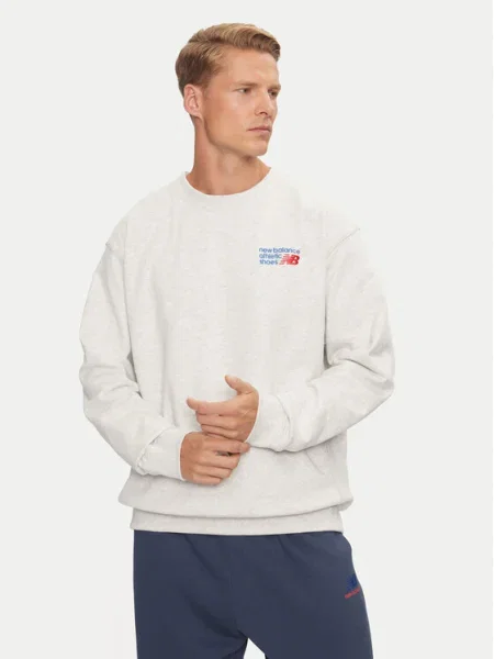 New Balance Mikina Athletics Premium Logo Sivá červená