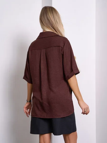 Лляна Сорочка ISSA Plus темно-коричневий коричнева