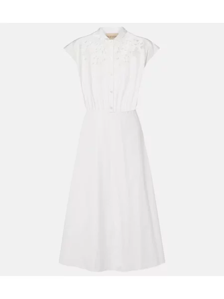 Rochie midi Valentino din dantelă până la genunchi de costum alb
