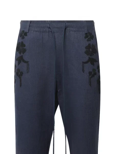 Pantaloni Baziszt cu model floral albastru