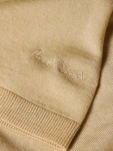 Tricou polo Paul Smith de lână bej