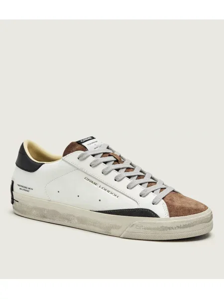 Crime London DISTRESSED sneakers pentru bărbați din piele alb