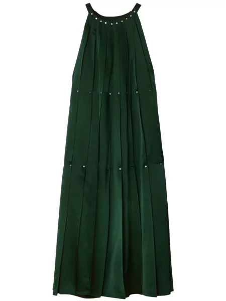 Rochie Burberry din satin cu tepi de costum verde