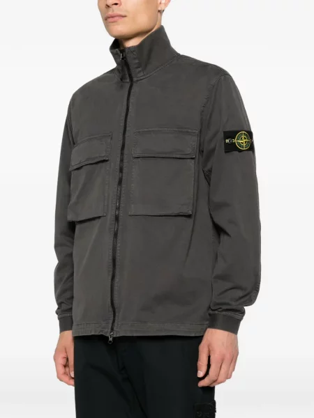 Geacă cămașă Stone Island cu strasuri gri