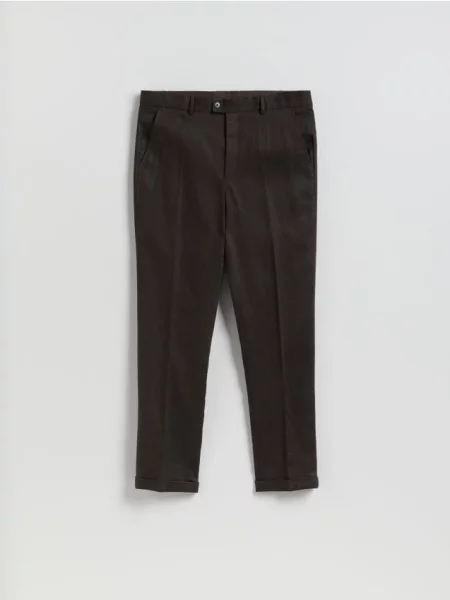 Reserved Pantaloni clasici din in maro-închis maro