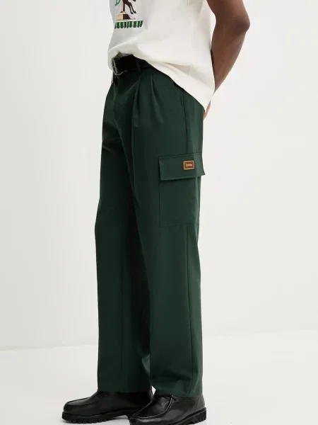 Kalhoty s příměsí vlny Drôle de Monsieur Le Pantalon Cargo Laine zelená