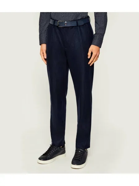 BOSS BLACK Pantaloni | Tapered fit cu adaos de lână negru