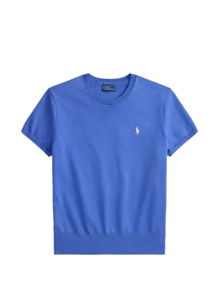 Iš natūralios odos trumpas dryžuotos polo marškinėliai Polo Ralph Lauren pilka