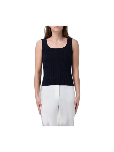 Dzianinowy top Ralph Lauren niebieski