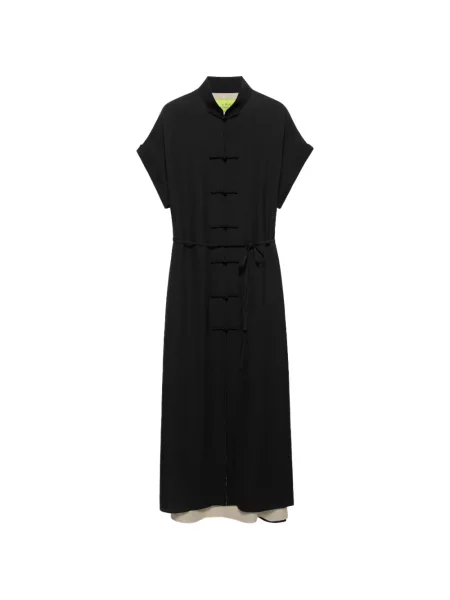 Rochie tip cămașă Shanghai Tang de mătase negru