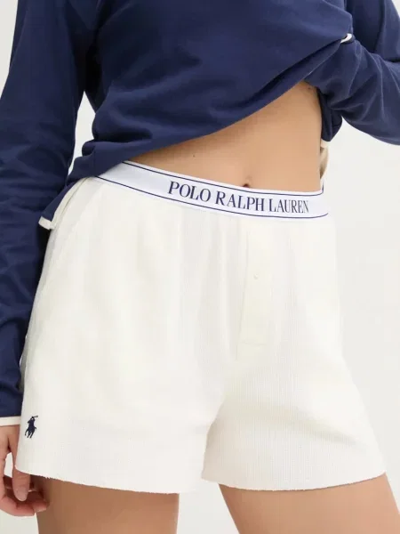 Късо долнище на пижама Polo Ralph Lauren дамско бежово