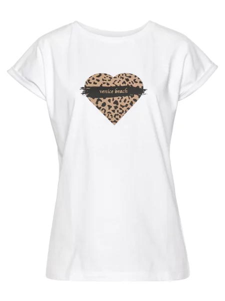 VENICE BEACH Tricou bej închis / negru alb