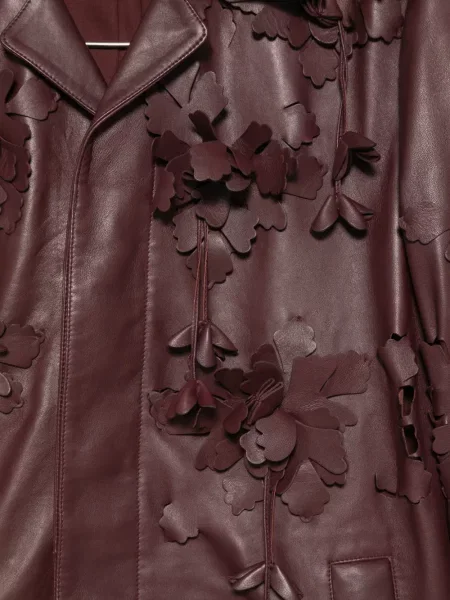 Bőr virágos aplikált kabát Alberta Ferretti piros