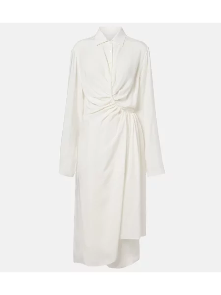 Rochie midi Maison Margiela drapată până la genunchi de costum alb