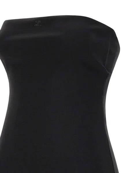 Body Courreges cu broderie negru