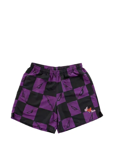 Pantaloni scurți Anti Promo în carouri violet