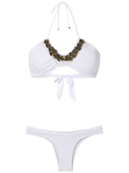 Bikini Amir Slama cu model floral alb