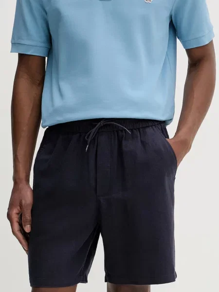 Les Deux kratke hlače z lanom Otto modra