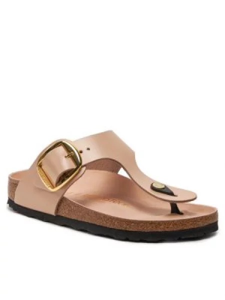 Δερμάτινα σανδάλια Birkenstock με αγκράφα μπεζ