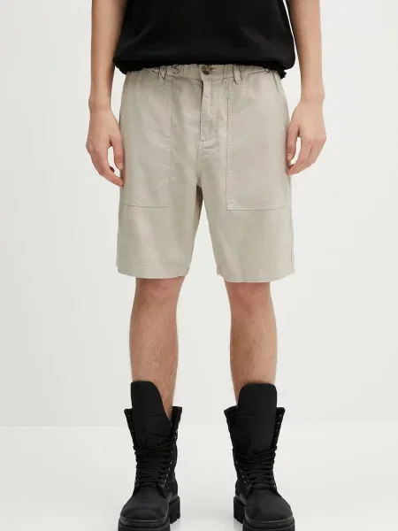 Barbour pantaloni scurți Barbour Natural Linen Blend Short bej