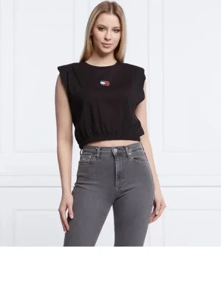 Tommy Jeans Póló | Cropped Fit fekete