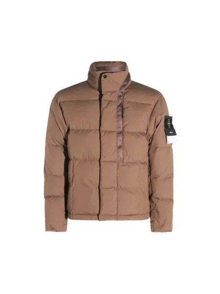 Krótka kurtka puchowa Stone Island z kamieniami brązowa