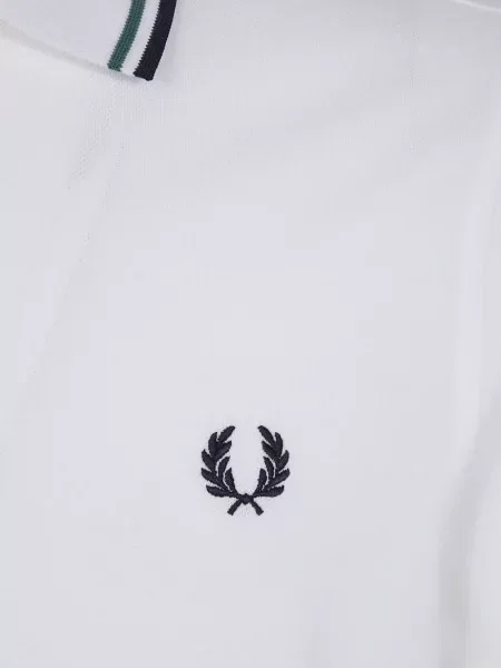 Tricou polo Fred Perry cu broderie alb