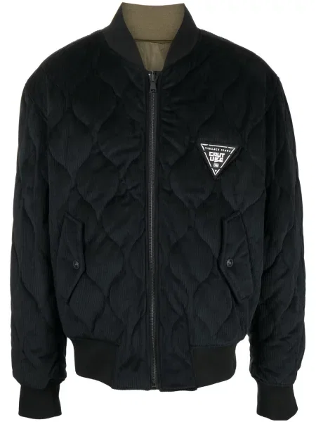 Matlasat geacă de blugi Versace Jeans Couture cu autograf negru