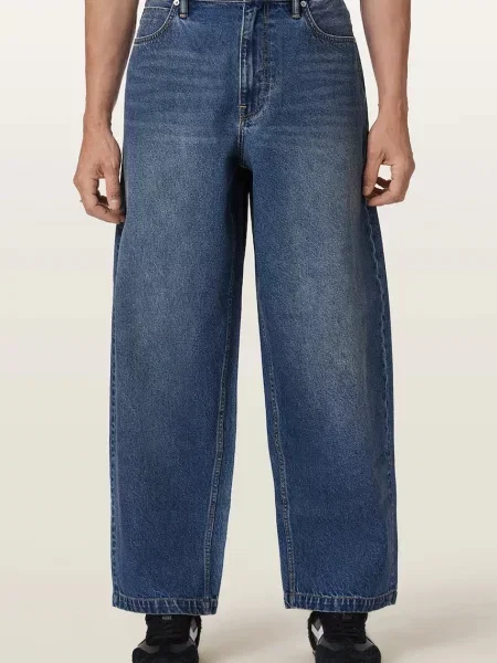 AllSaints jeansy barrel SLOUCH niebieskie