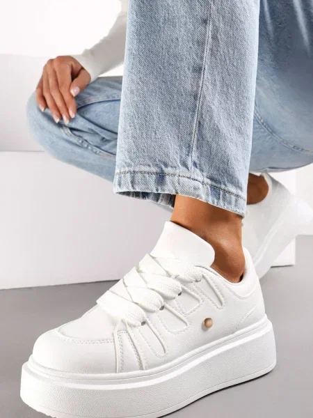 Tenisi Albiși cu Talpă Groasă până la Gleznă Alisis alb