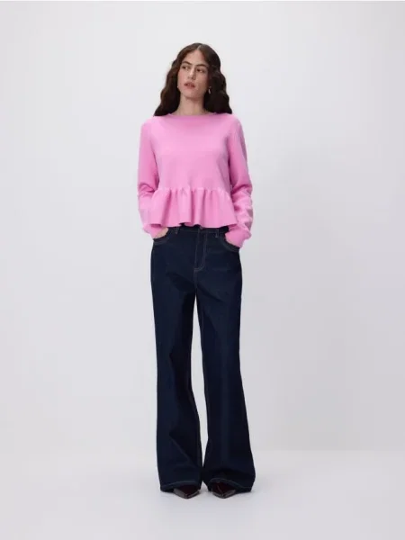 Reserved Pulover cu volan roz