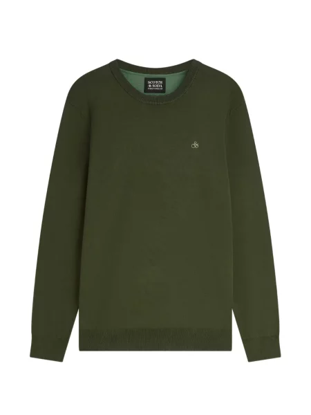 Pulover Scotch & Soda cu decolteu rotund cu autograf verde