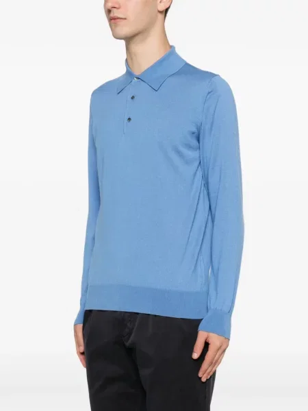 Lung tricou polo Della Ciana albastru