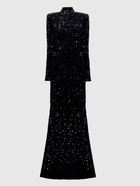 Велюрова сукня максі в паєтки Richard Quinn чорна