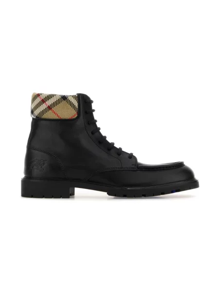 Botki Burberry w kratę z nadrukiem czarne