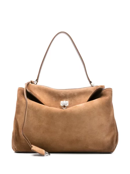 Geantă shopper Balenciaga din piele de căprioară maro
